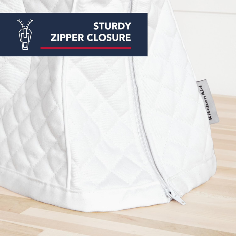 KitchenAid Tilt Head Stand Mixer Cover Quilted Cotton Storage Pocket White2