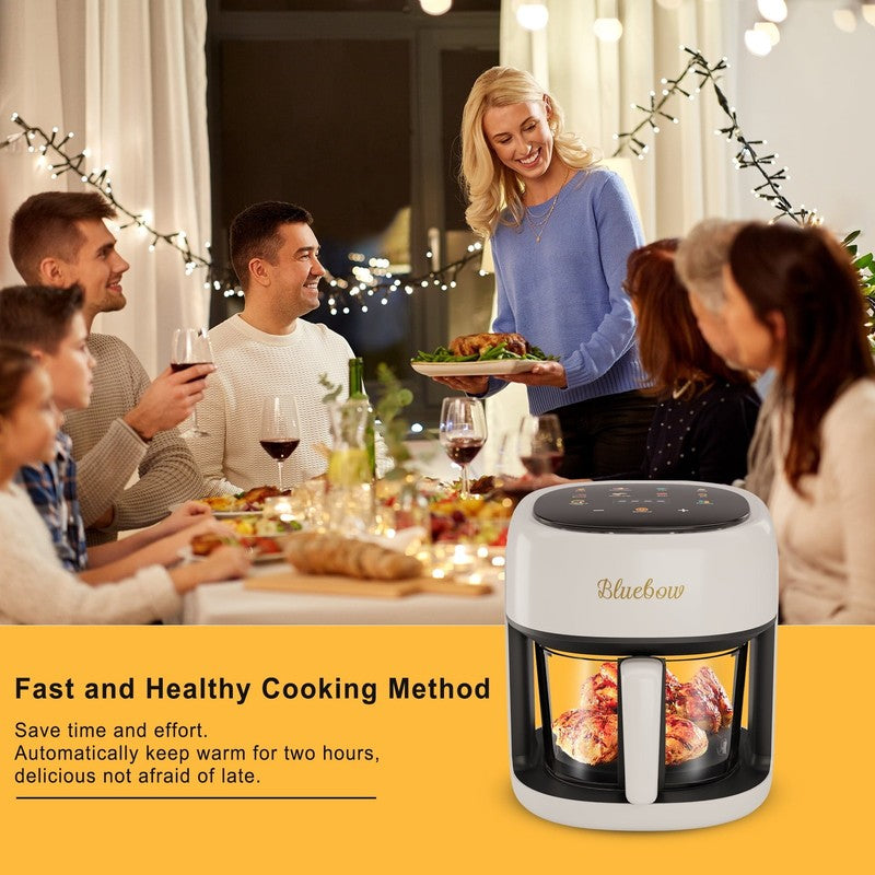 5QT Air Fryer, 360° Glass View, 8-in-1 Digital, Nonstick Basket, 1350W, White6