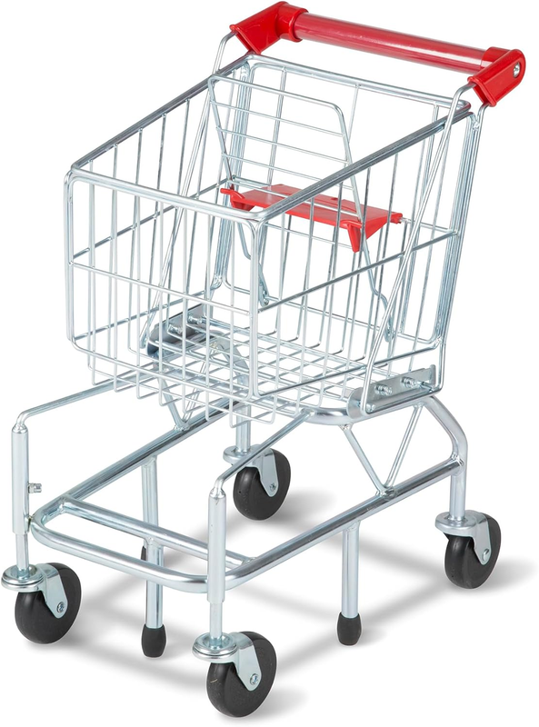 Toy Shopping Cart, Grocery Store Pretend Play Toys with Sturdy Metal Frame & Wor9
