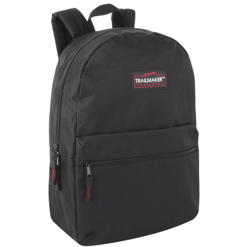 Black Classic Backpack 17" Dual Zipper School Travel Bag9