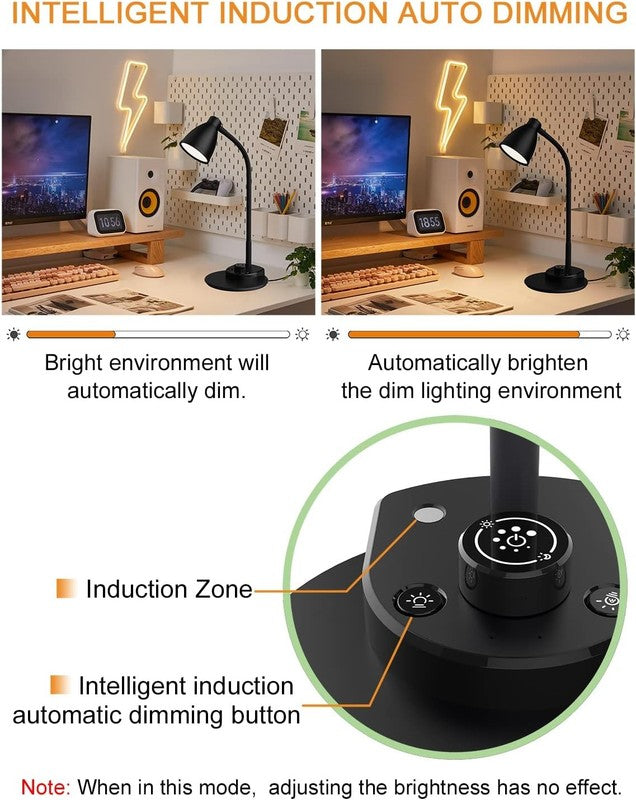 Dimmable LED Desk Lamp with USB Port & Gooseneck for Home & Office Use4