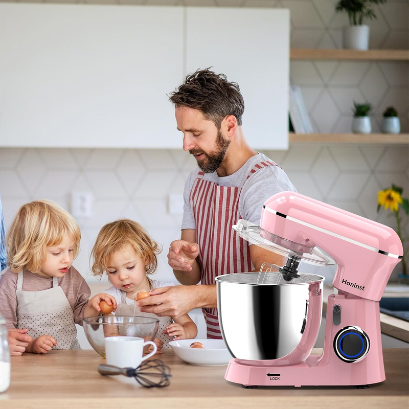 6.5QT Stand Mixer 10 Speed Tilt Head Kitchen Mixer Pink Baking Tool6