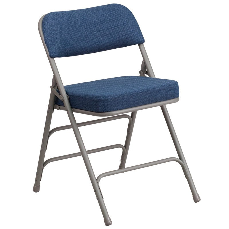 2 Pack HERCULES Series Premium Curved Folding Chairs Navy Fabric11