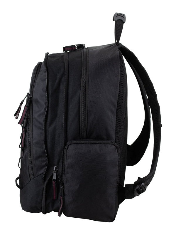Unisex Diamond Expandable Recycled Backpack, Black/Fig Pop5