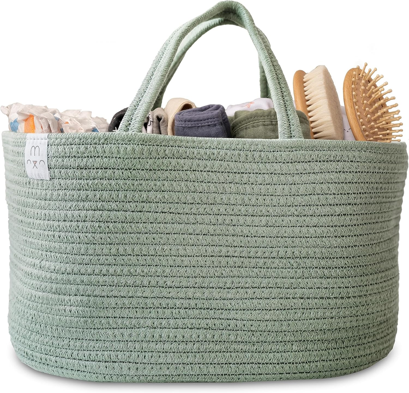 Diaper Caddy Organizer Large Lily Pad 3 Compartment Rope Handle Baby10