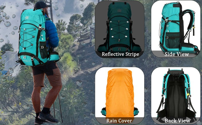 60L Travel Hiking Camping Backpack with Rain Cover, Backpack Water Resistant,Cli7