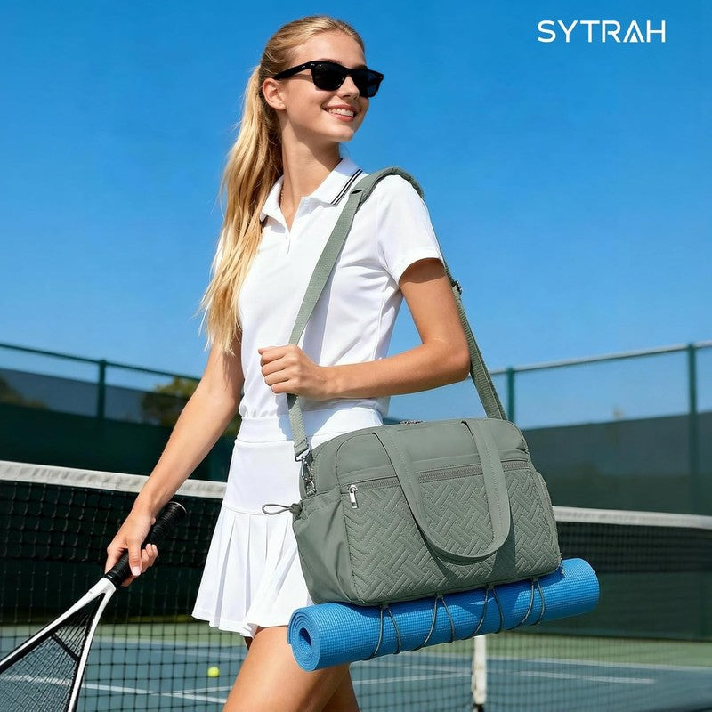 Gym Bag Women Lightweight Duffle Shoe Wet Compartment Yoga Travel Green2