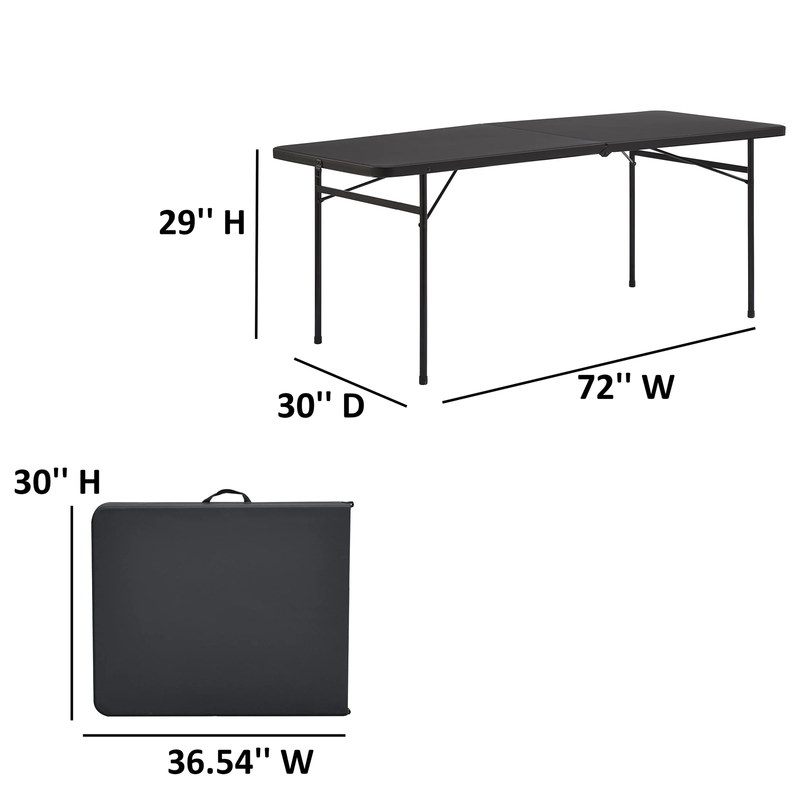6 Foot Bi-Fold Plastic Folding Table, Black2