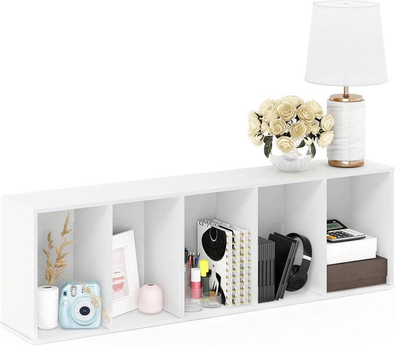 Modern 5-Tier White Bookcase for Stylish Storage and Display3