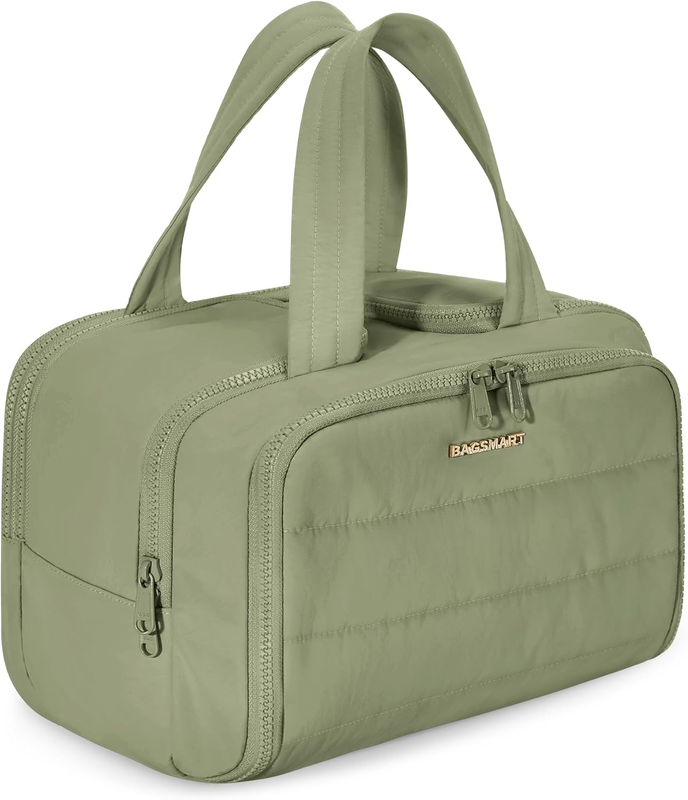 Travel Toiletry Bag Large Wide-Open Makeup Organizer Handle for Women Green7