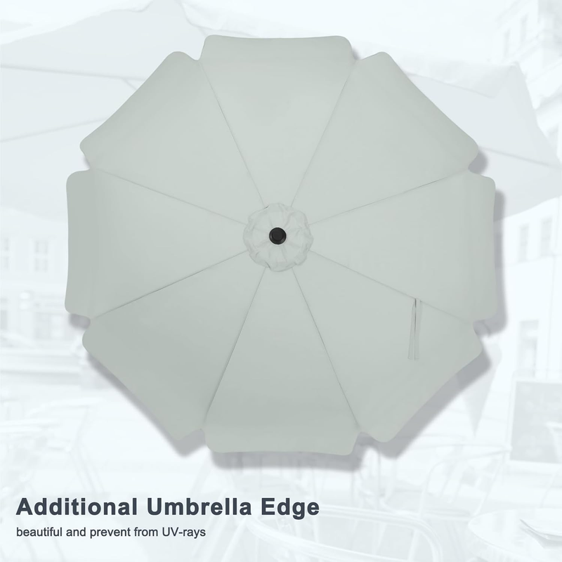 9FT Outdoor Umbrella Crank Tilt UV Waterproof Canopy Deck Backyard Gray3