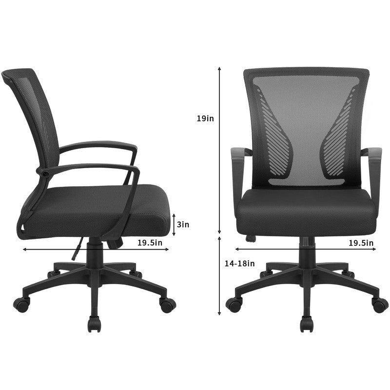 Office Chair Mid Back Swivel Lumbar Support Desk Chair, Height Adjustable Comput1