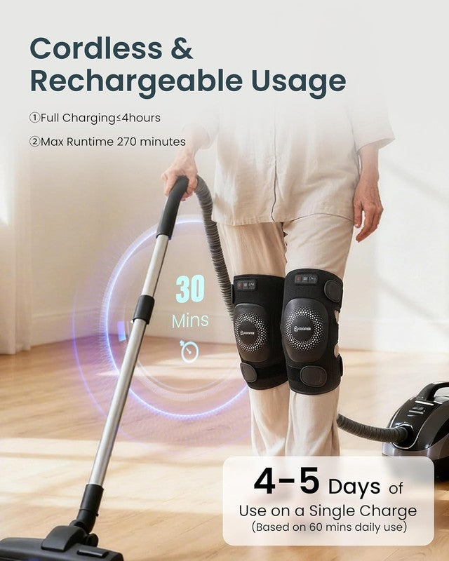 Cordless Knee Massager w/ Graphene Heat Vibration Rechargeable Pain Relief1