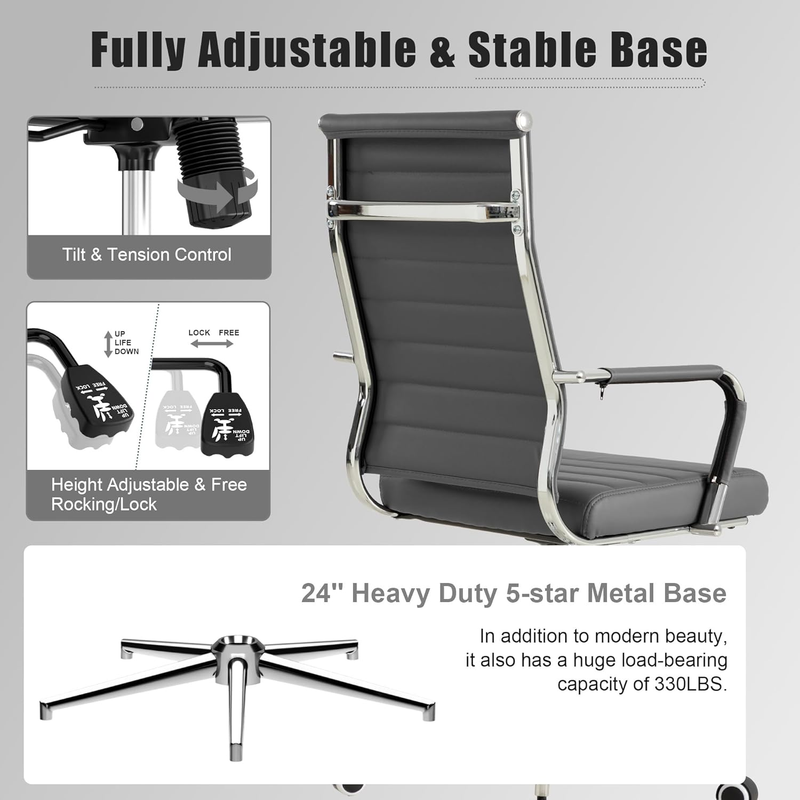 Modern Grey Executive Office Chair Height Adjustable Swivel6