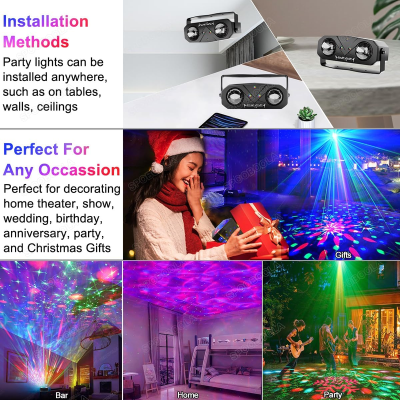 Disco Ball Light Sound Activated DJ Strobe Ocean Star Projector w/ Remote3