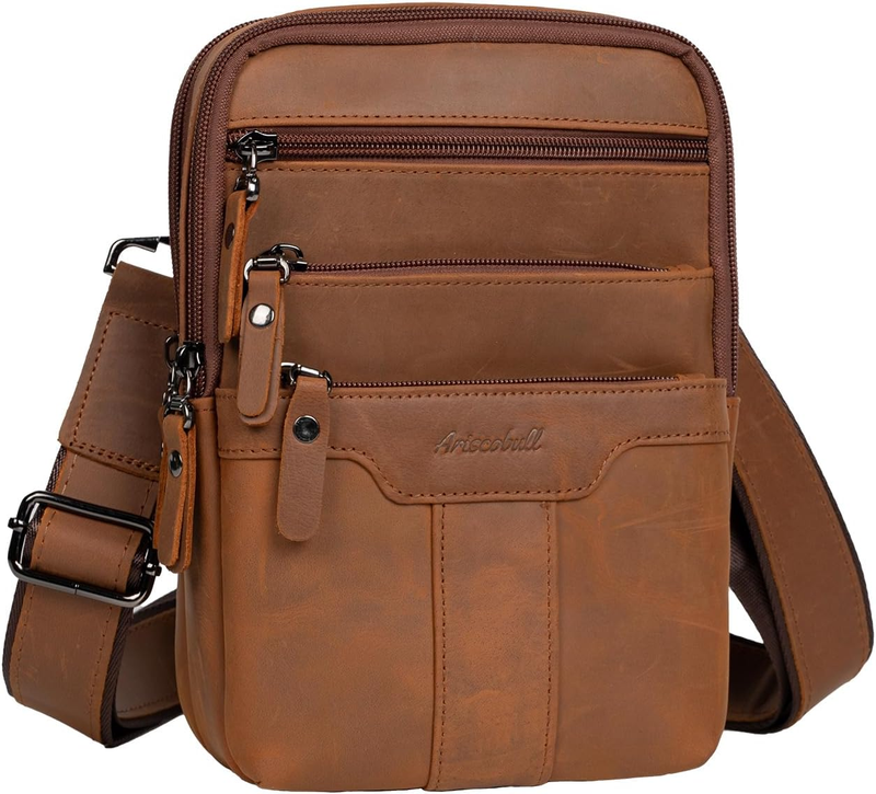 Leather Messenger Bag Men Small Sling Shoulder Crossbody Man Purse Pack10