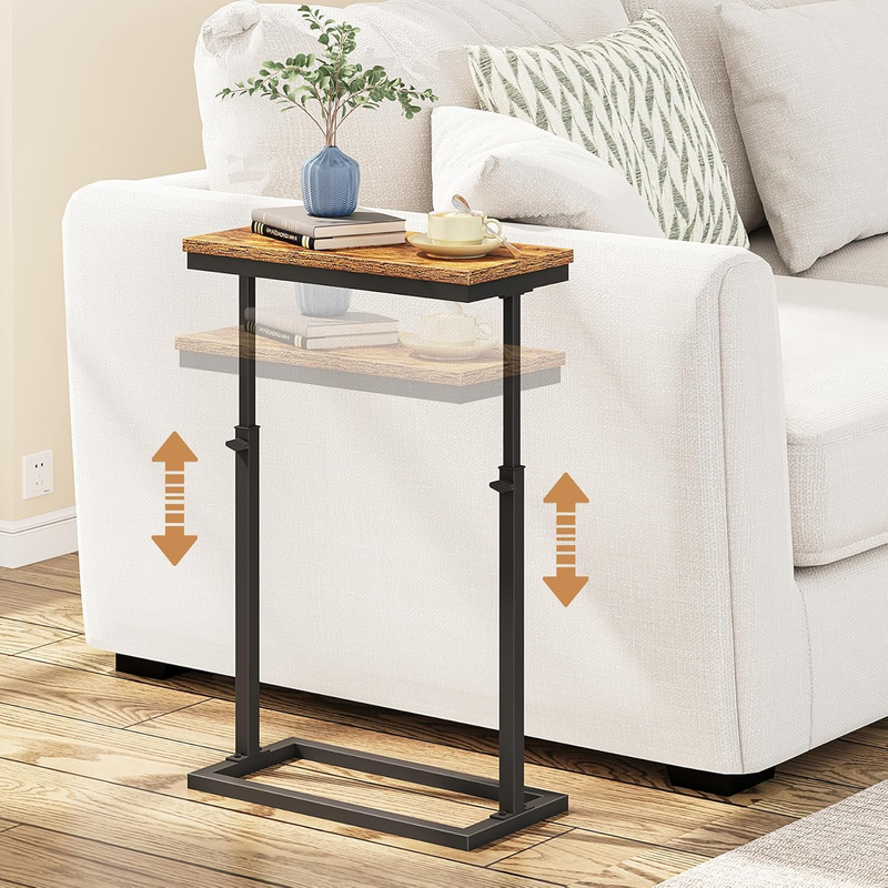 Brown End Table Side Table Tall Sofa Couch Table Living Room Bedroom0