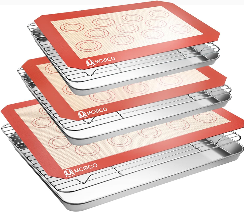 Stainless Steel Baking Sheet Tray Cooling Rack with Silicone Baking Mat Set, Coo7