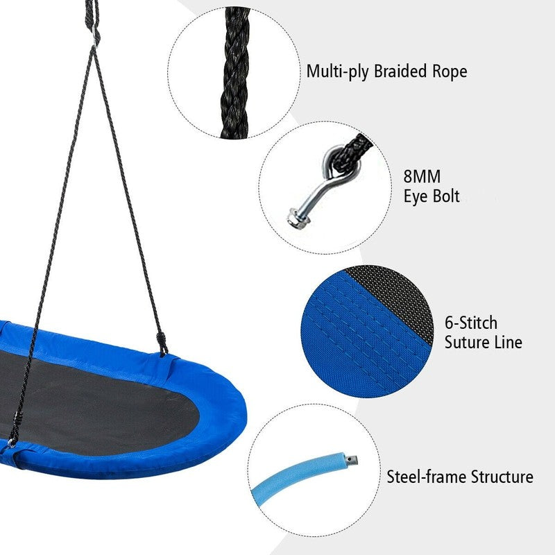60" Saucer Tree Swing, Adjustable Outdoor Kids Giant Oval Platform, Blue7