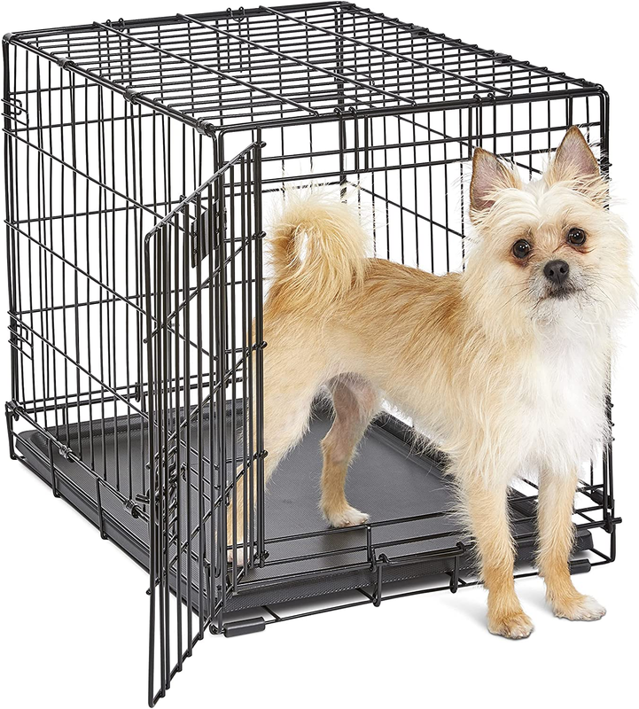 24in Folding Metal Wire Dog Crate w/ Divider Tray Secure Latch Small Breeds10