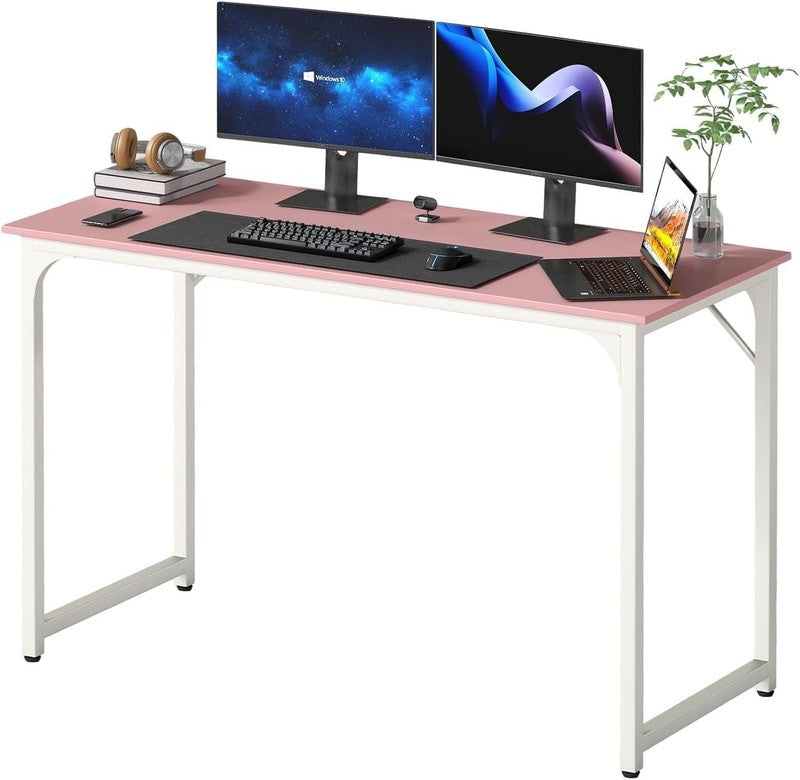 47" Pink Computer Desk with Metal Frame & Adjustable Feet Office Desk2