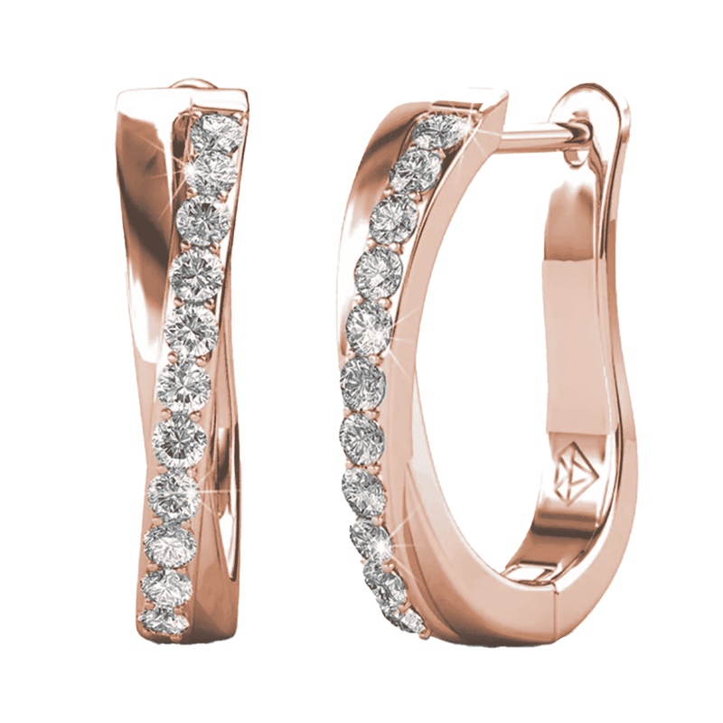 Amaya 18K Rose Gold Plated 16Mm Hoop Earrings with Crystals Gift for Women10