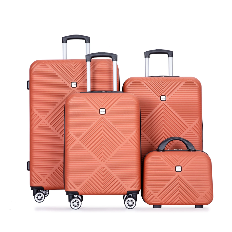 4 Piece Hardside Luggage Set with Spinner Wheels   Dark Orange Suitcases10