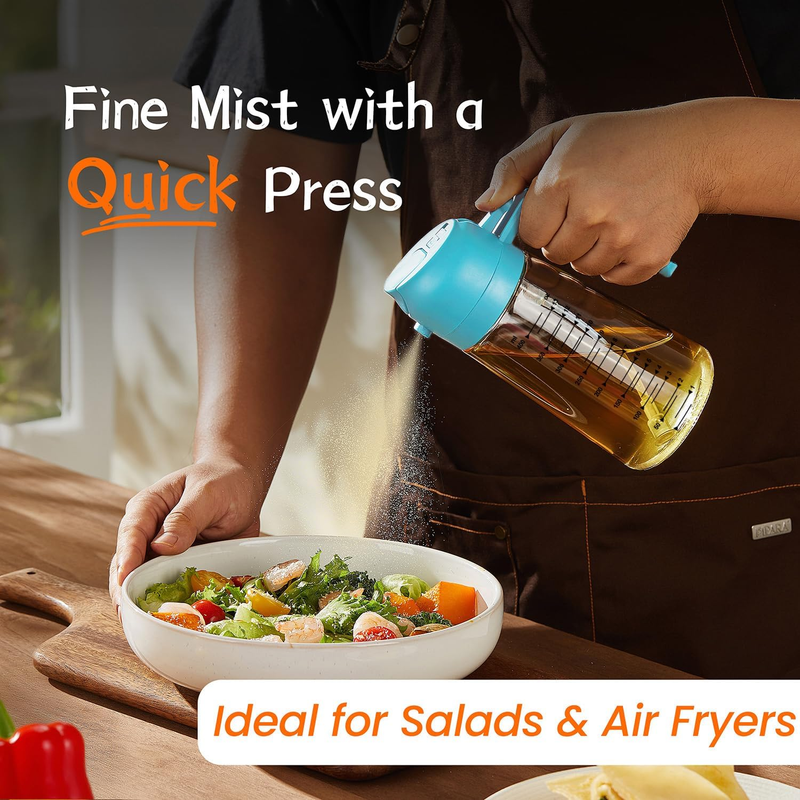 16oz Glass Olive Oil Sprayer 2 in 1 Dispenser Bottle Air Fryer BBQ Sky Blue1