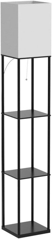Floor Lamp with Shelves, Modern Square Standing Lamp, Bookshelf Lamp (Black)3