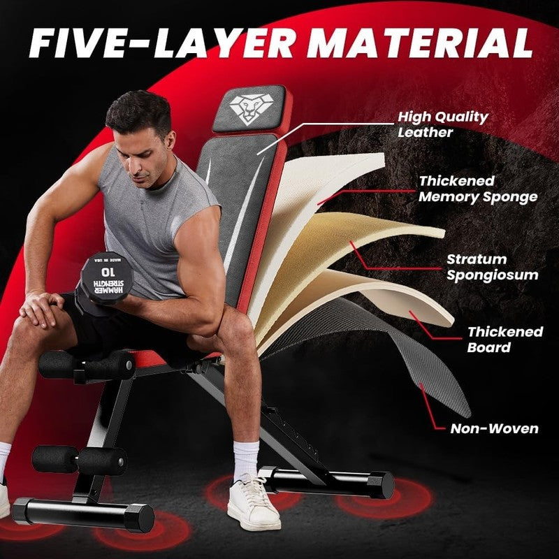 Adjustable Weight Bench with Headrest   660LBS Capacity for Home Gym6