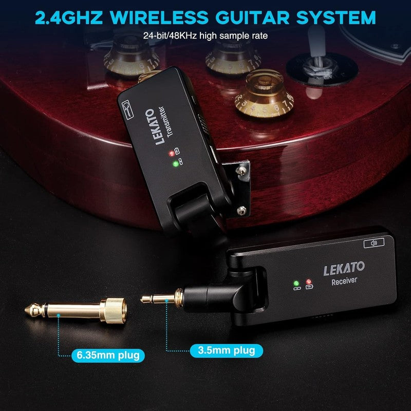 2.4GHz Wireless Guitar System WS 100 4 Ch Rechargeable w/ Dual 3.5/6.35mm Plugs3