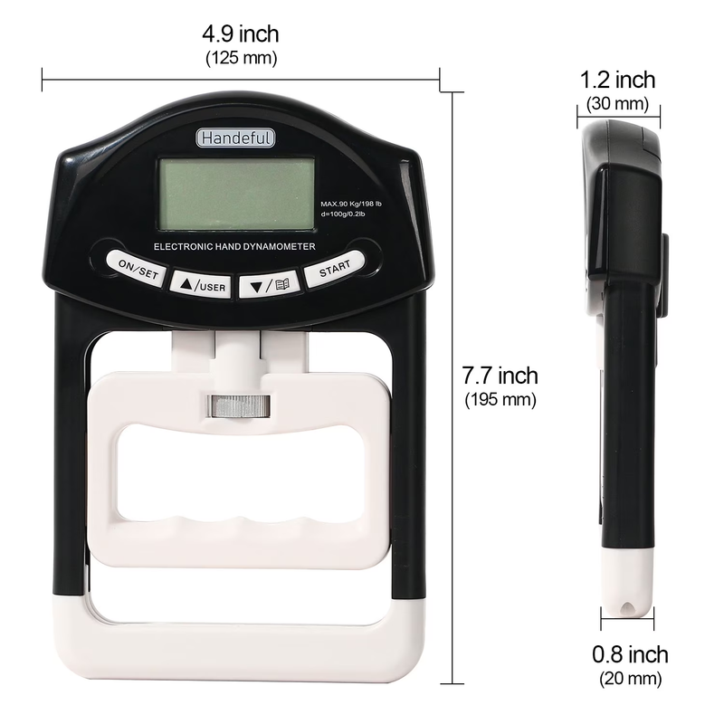 Grip Strength Tester Hand Dynamometer 198lb 90kg Fitness Trainer LCD5