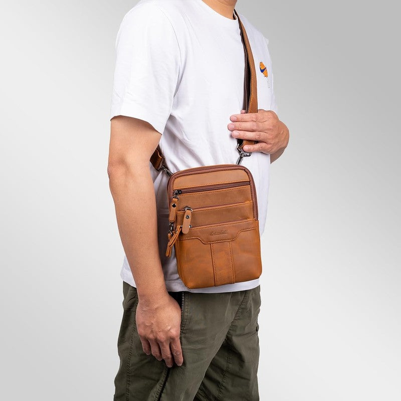 Leather Messenger Bag Men Small Sling Shoulder Crossbody Man Purse Pack2