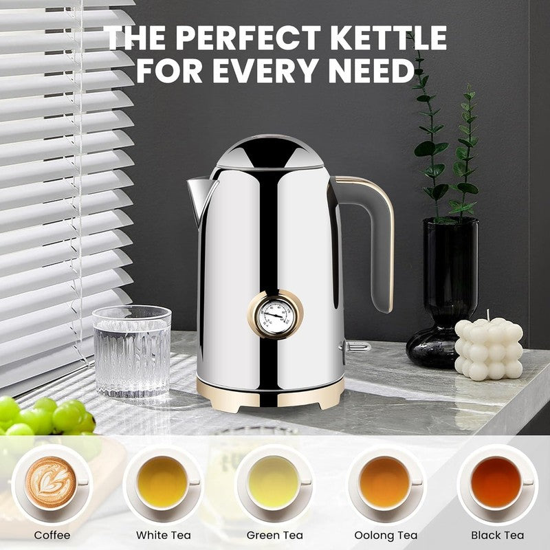 Electric Kettle 57Oz 1500W Stainless Steel Fast Boil w/ Thermometer Silver7