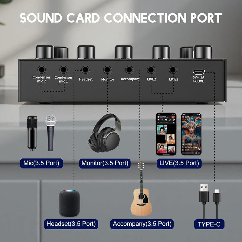 Podcast Bundle BM 800 Mic & V8S Sound Card Recording Studio Kit Streaming5