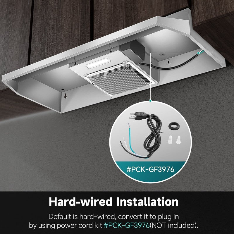 36" Convertible Under Cabinet Range Hood LED Light Dishwasher-Safe Filter3