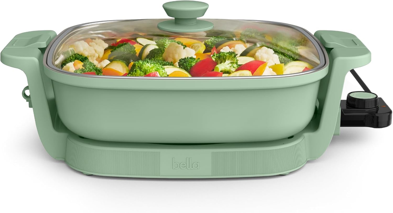 1200W Electric Skillet w/ Ceramic Coating Glass Lid Adjustable Temp8