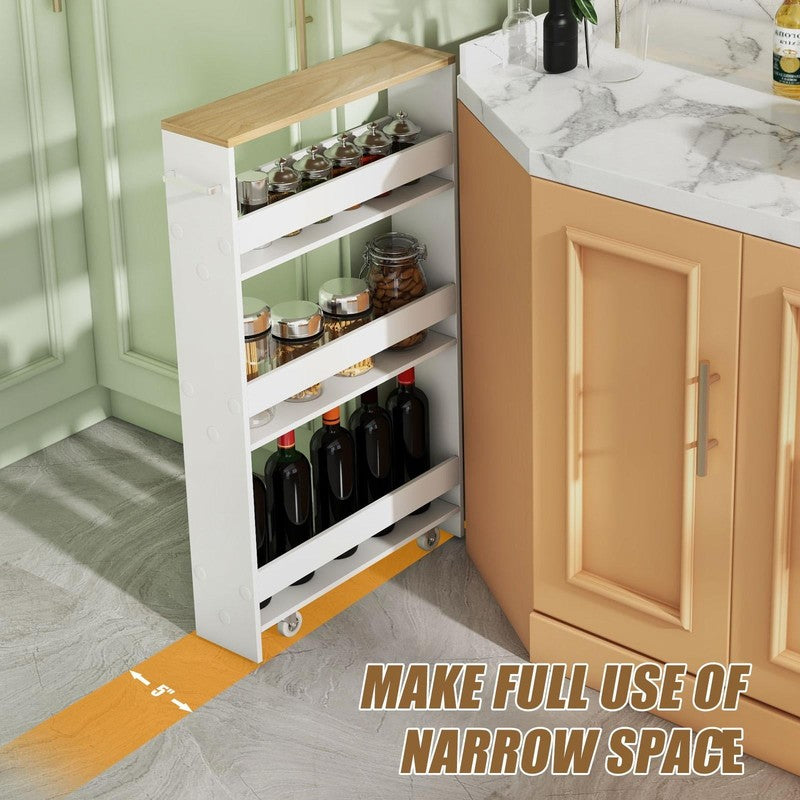 4 Tier Slim Rolling Storage Cart w/ Handle, Space Saving for Kitchen & Laundry7