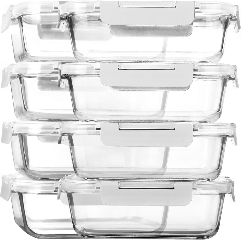 8 Pack 30oz Glass Meal Prep Containers Airtight Lids White11