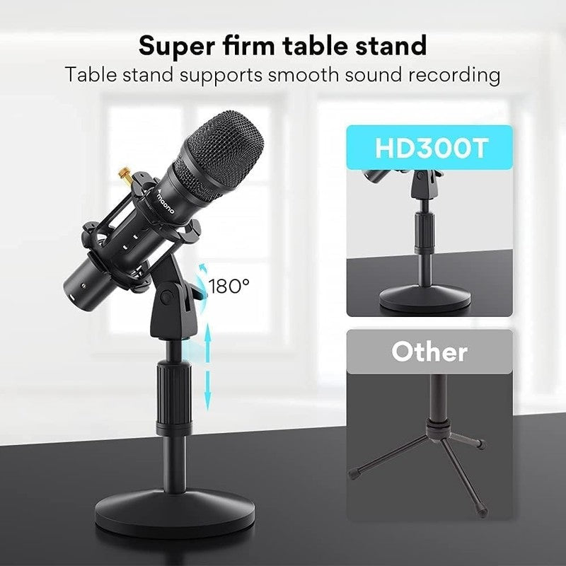 USB XLR Dynamic Podcast Microphone Kit w/ Volume Control Pop Filter HD300T7