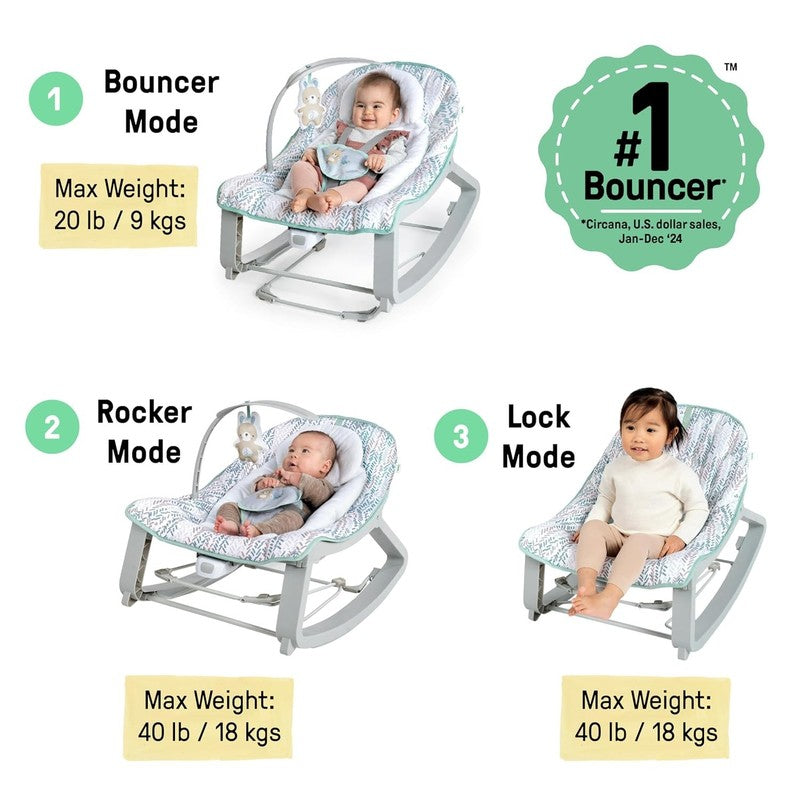 Keep Cozy 3 In 1 Grow with Me Vibrating Baby Bouncer Seat & Infant to Toddler Ro2