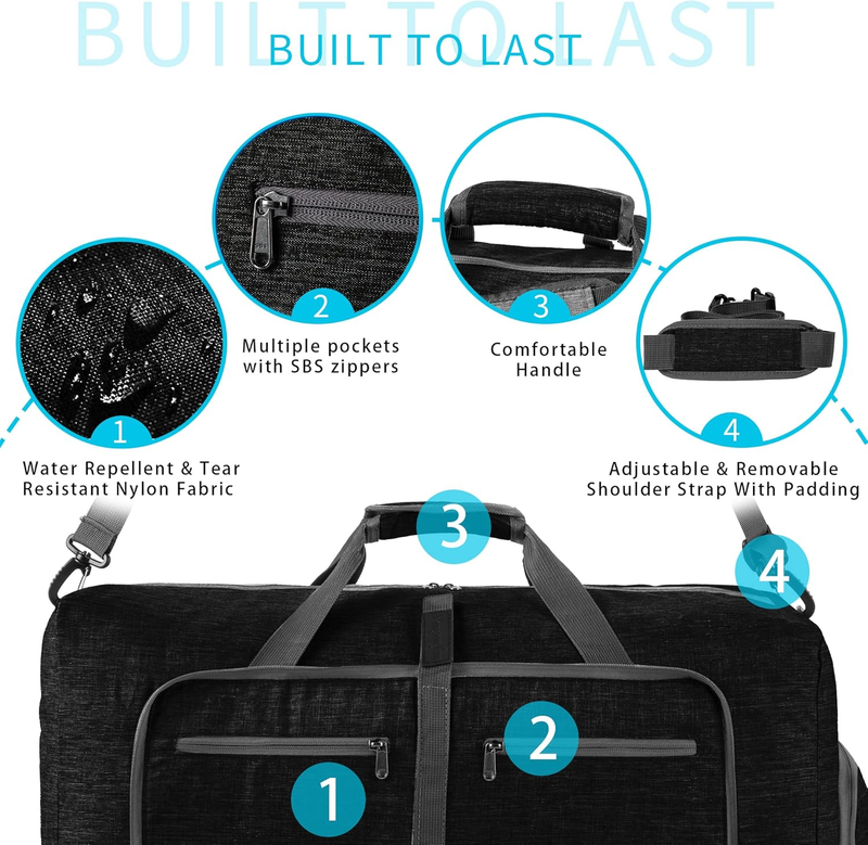 65L 85L 115L Foldable Travel Duffle Bag Water Resistant Shoe Compartment3