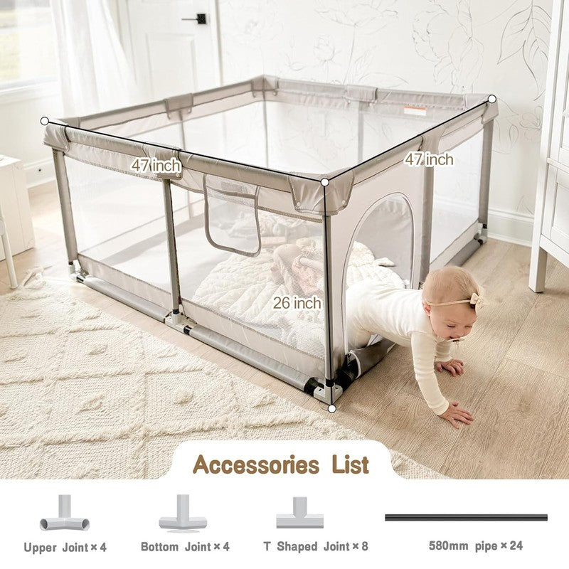 Spacious Baby Playpen with Mat - 47" Play Yard for Infants and Toddlers2