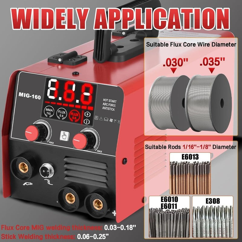160Amp 3 in 1 Welder, Flux Core Welder/Lift Tig/Stick Welding Machine, Auto Dark6