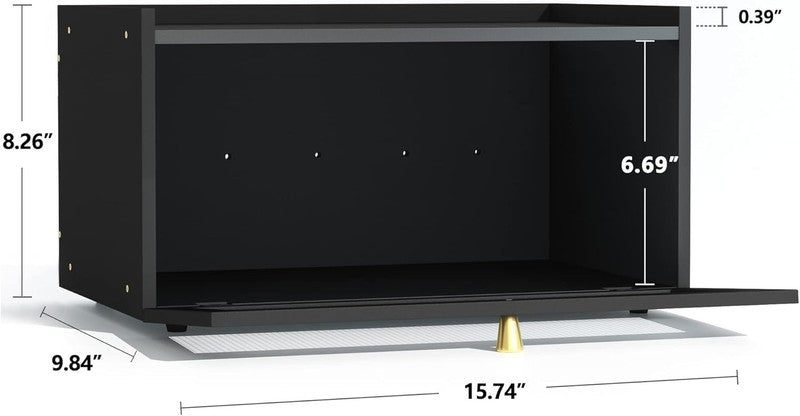 Black Bamboo Bread Box Modern Countertop Bread Storage with Window4