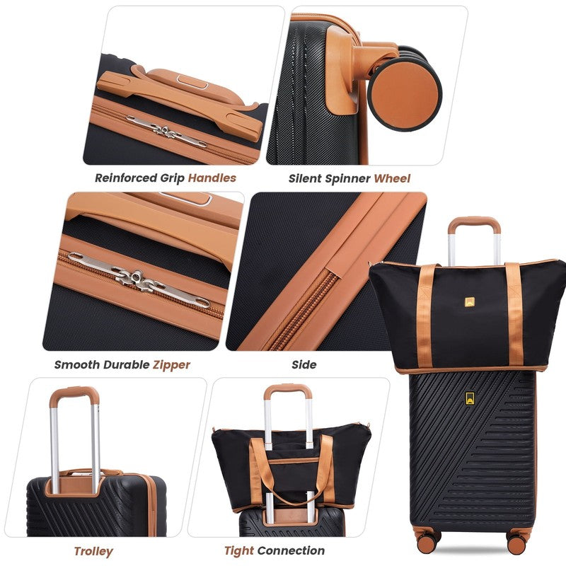 3 Piece Carry on Luggage Sets, Hardside Suitcase Set with Double Spinner Wheels,6