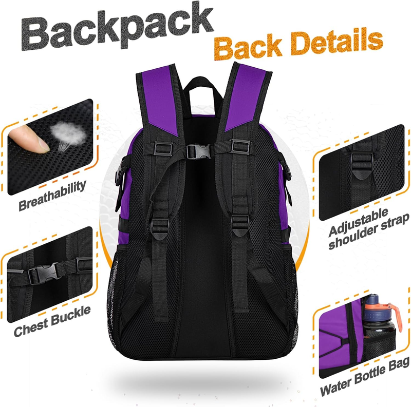 Soccer Basketball Backpack w/ Ball & Shoe Compartment Sports Travel Bag4