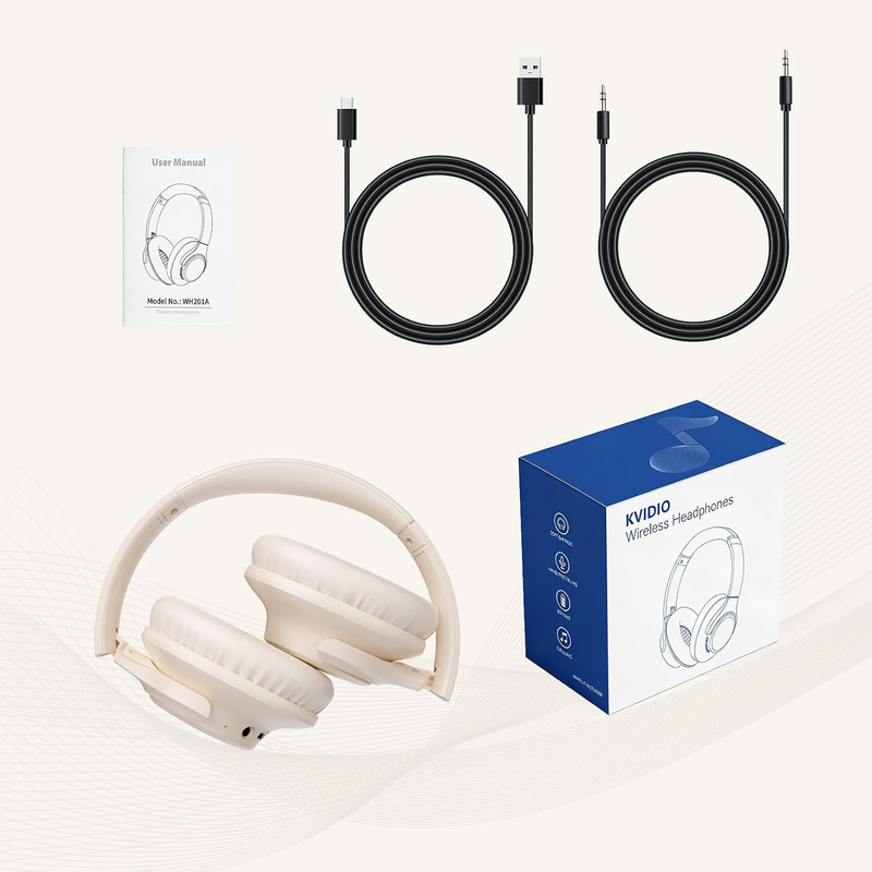 Bluetooth Over Ear Headphones 65H Playtime Wireless Headset Mic Bass7