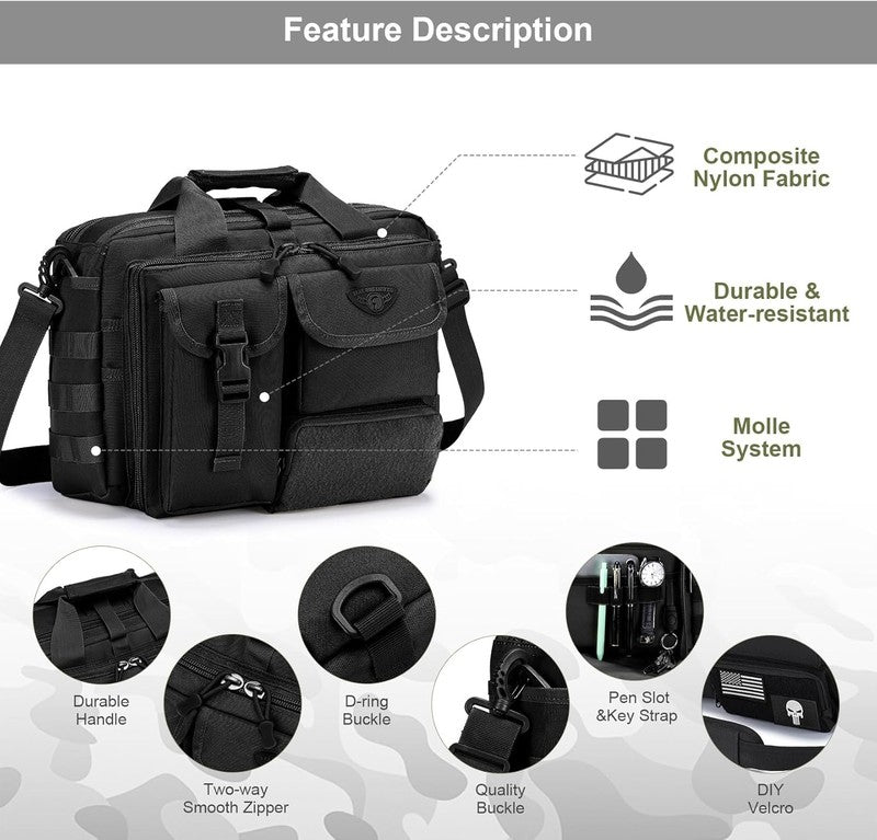 Tactical Messenger Bag 14 15.6 17.3 Inch Laptop Briefcase Flight Work Bag Men3