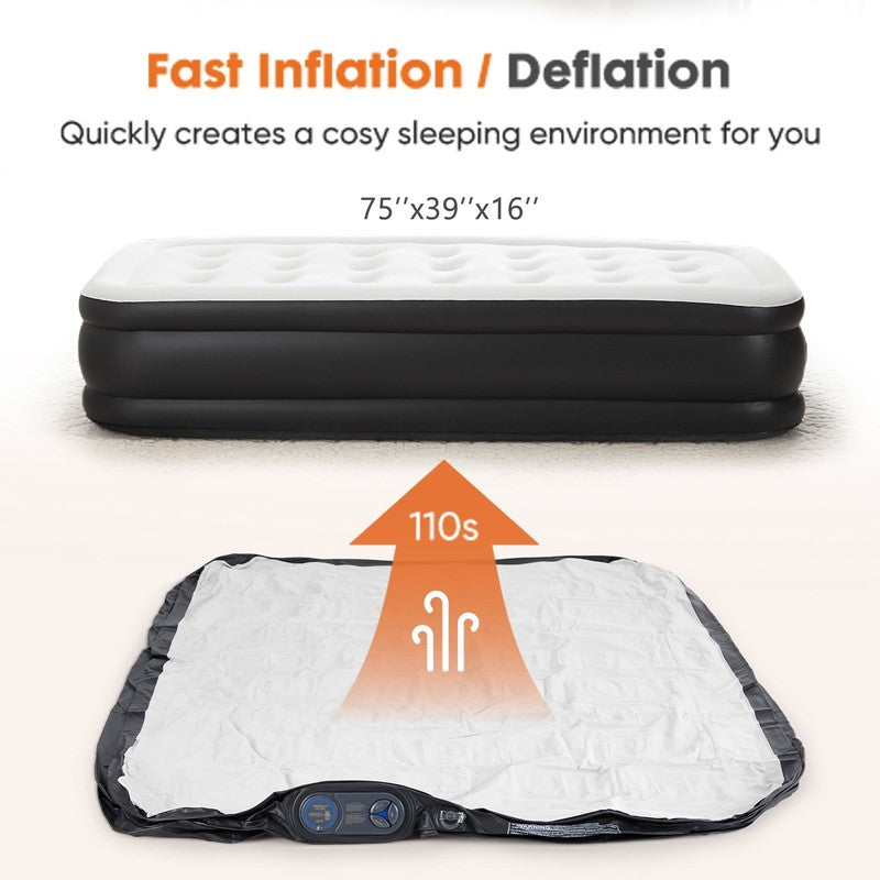 18 in Twin Air Mattress with Built in Pump, 600LBS Weight Capacity for Camping, 2